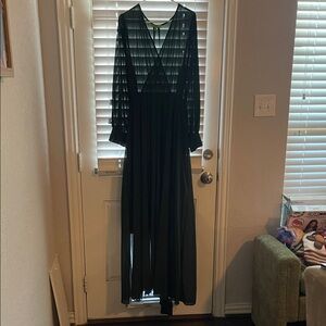 Elegant Green Sheer Maxi Dress